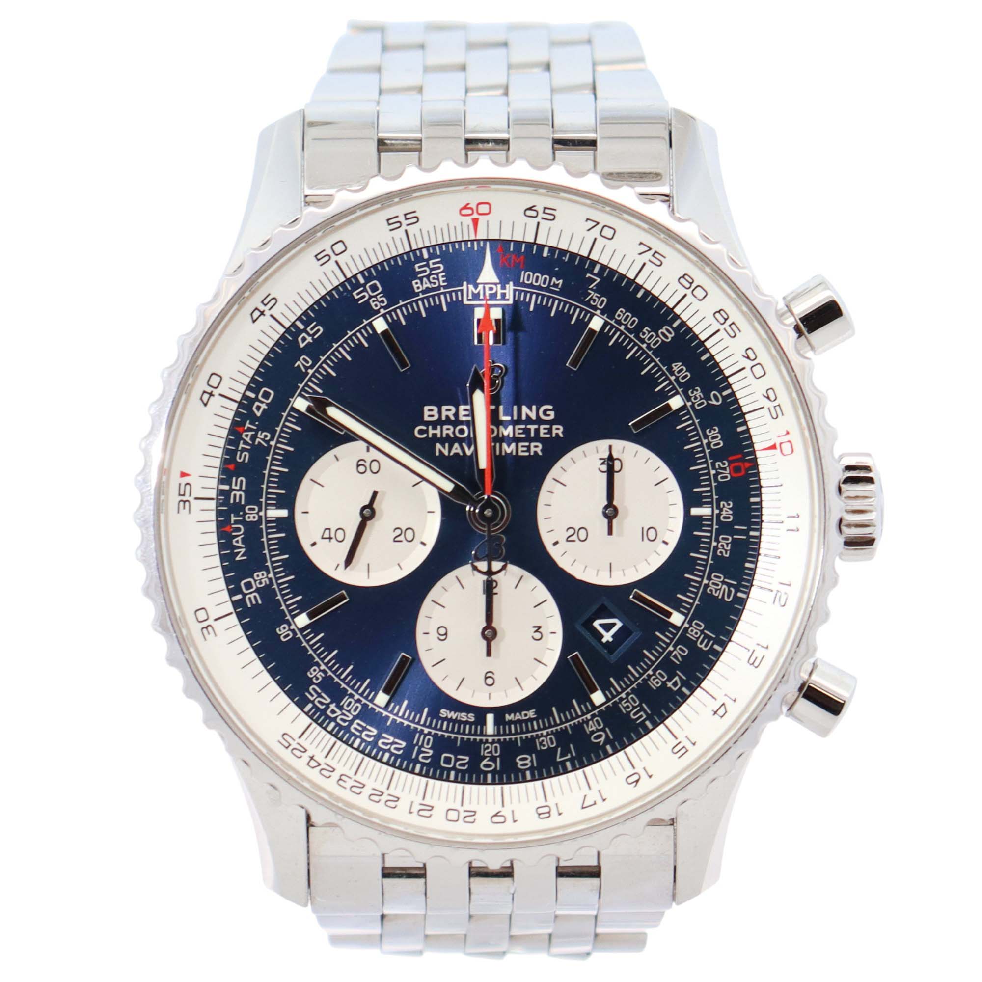 Breitling Navitimer 46mm Blue Dial Watch Ref# AB0127 - Happy Jewelers Fine Jewelry Lifetime Warranty