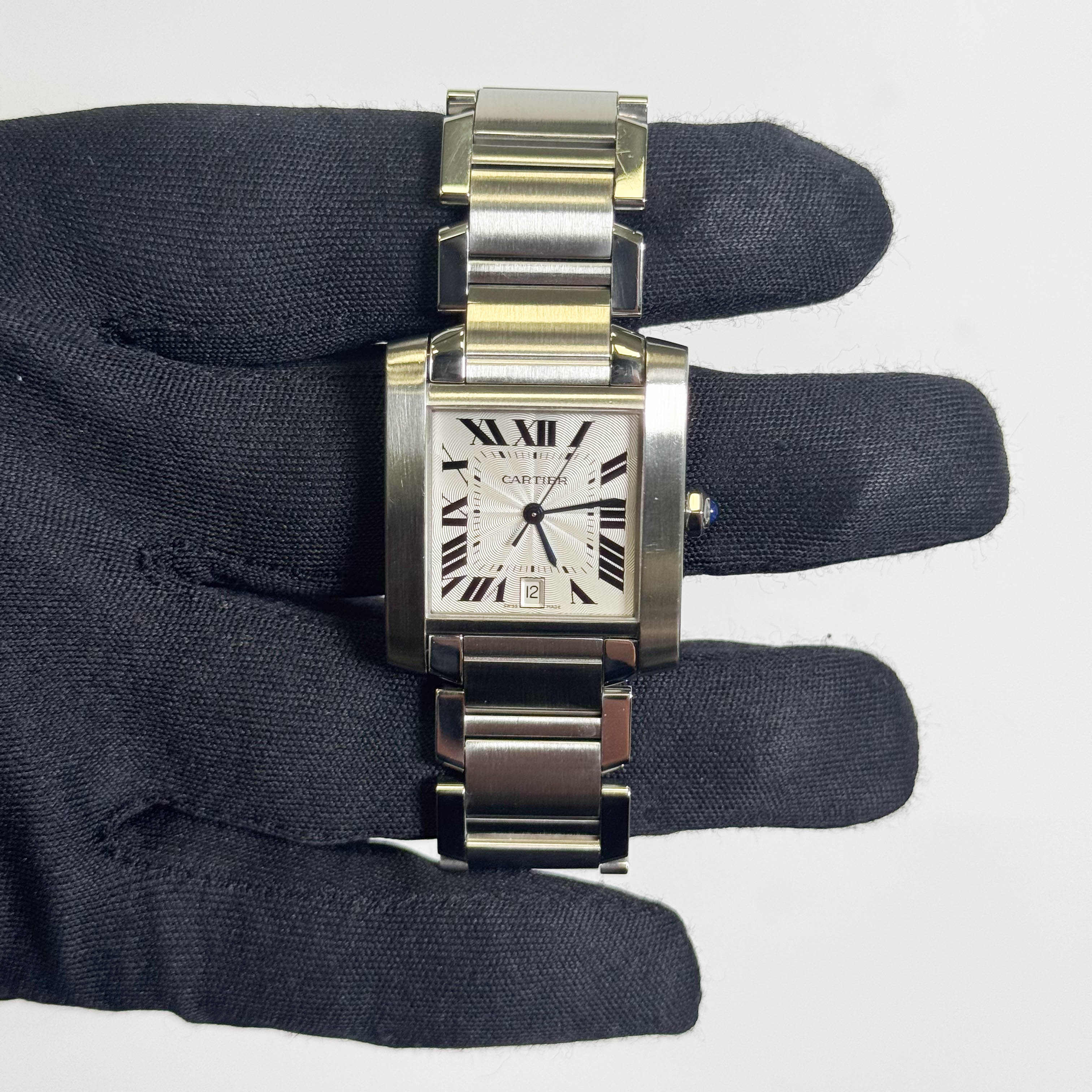 Cartier Tank Française Stainless Steel 28mm White Dial Watch Ref# W51002Q3 - Happy Jewelers Fine Jewelry Lifetime Warranty