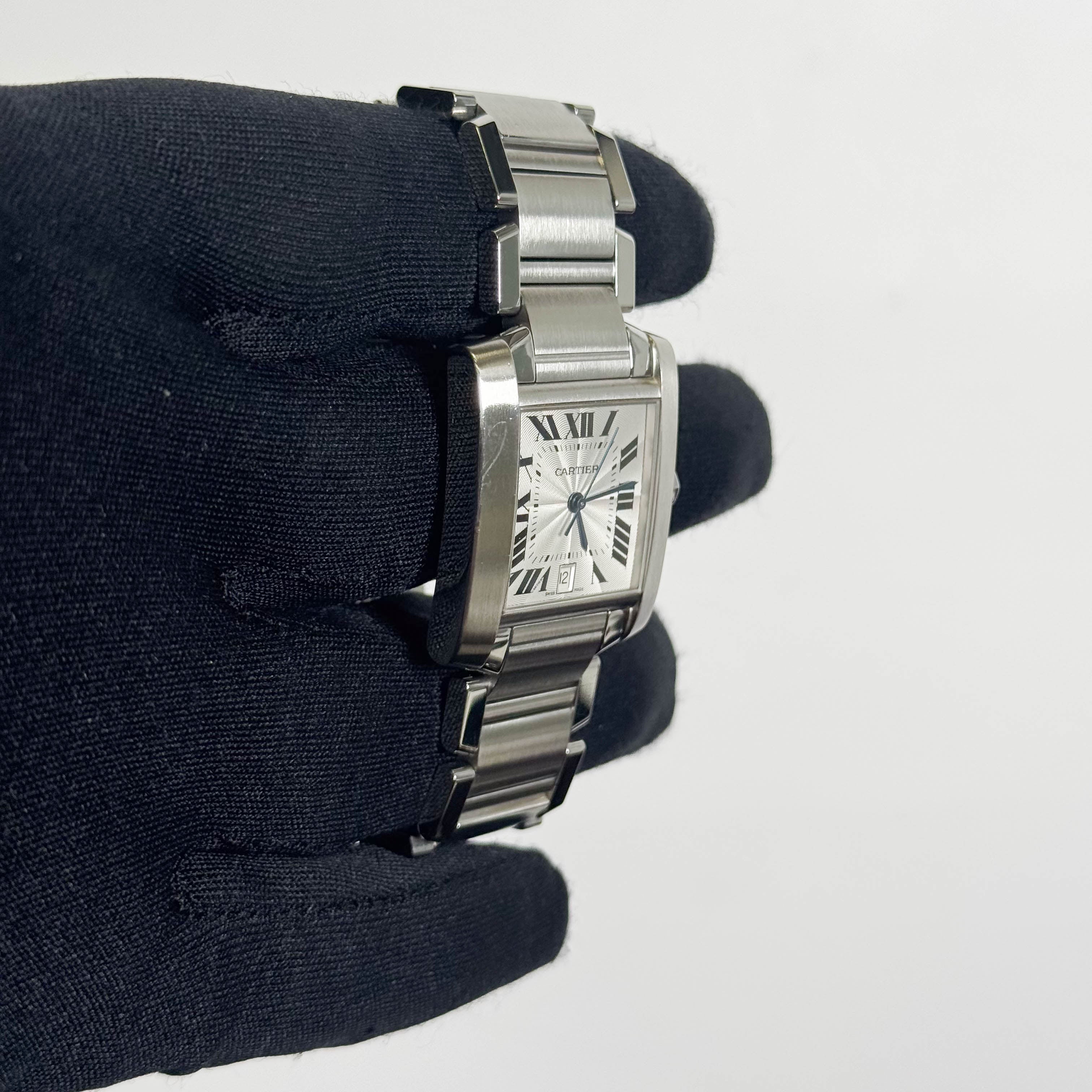 Cartier Tank Française Stainless Steel 28mm White Dial Watch Ref# W51002Q3 - Happy Jewelers Fine Jewelry Lifetime Warranty
