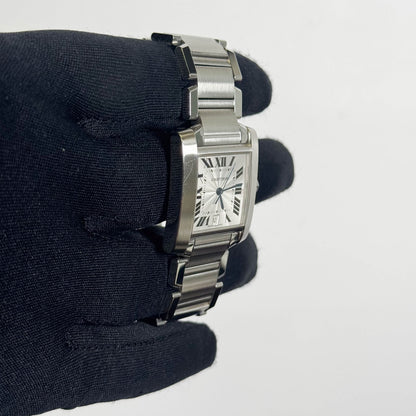 Cartier Tank Française Stainless Steel 28mm White Dial Watch Ref# W51002Q3 - Happy Jewelers Fine Jewelry Lifetime Warranty