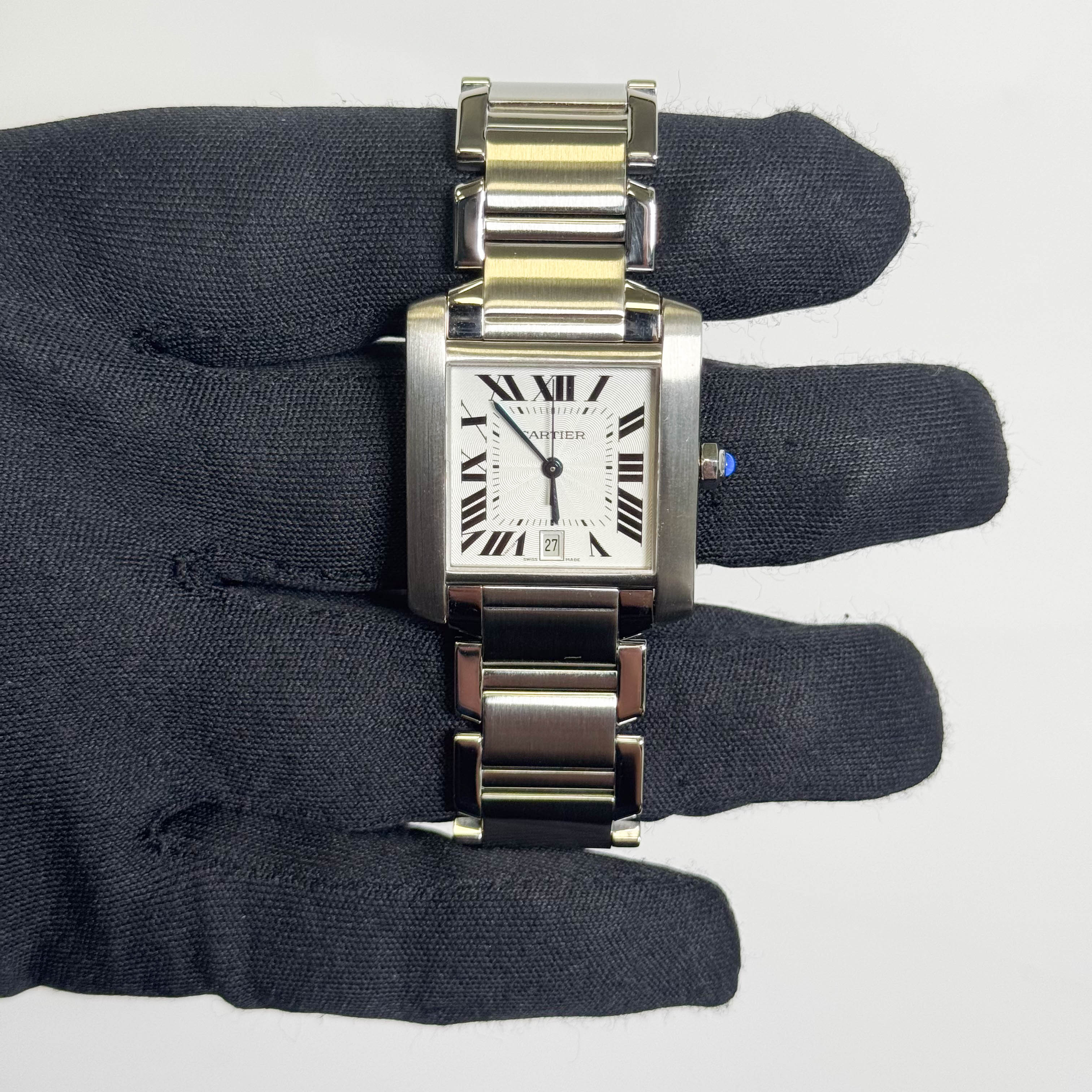 Cartier Tank Française Stainless Steel 28mm White Dial Watch Ref# W51002Q3 - Happy Jewelers Fine Jewelry Lifetime Warranty