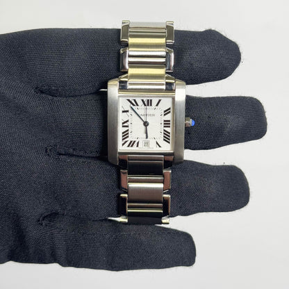 Cartier Tank Française Stainless Steel 28mm White Dial Watch Ref# W51002Q3 - Happy Jewelers Fine Jewelry Lifetime Warranty