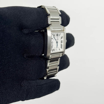 Cartier Tank Française Stainless Steel 28mm White Dial Watch Ref# W51002Q3 - Happy Jewelers Fine Jewelry Lifetime Warranty