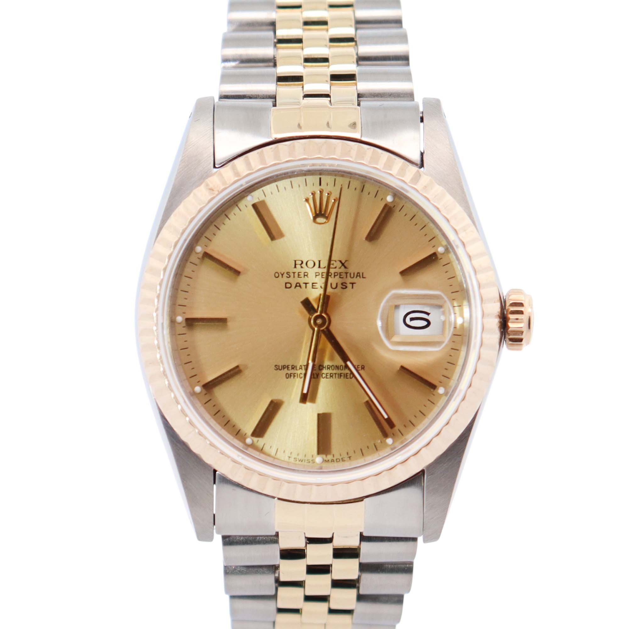 Rolex Datejust 36mm Champagne Dial Watch Ref# 16013 - Happy Jewelers Fine Jewelry Lifetime Warranty