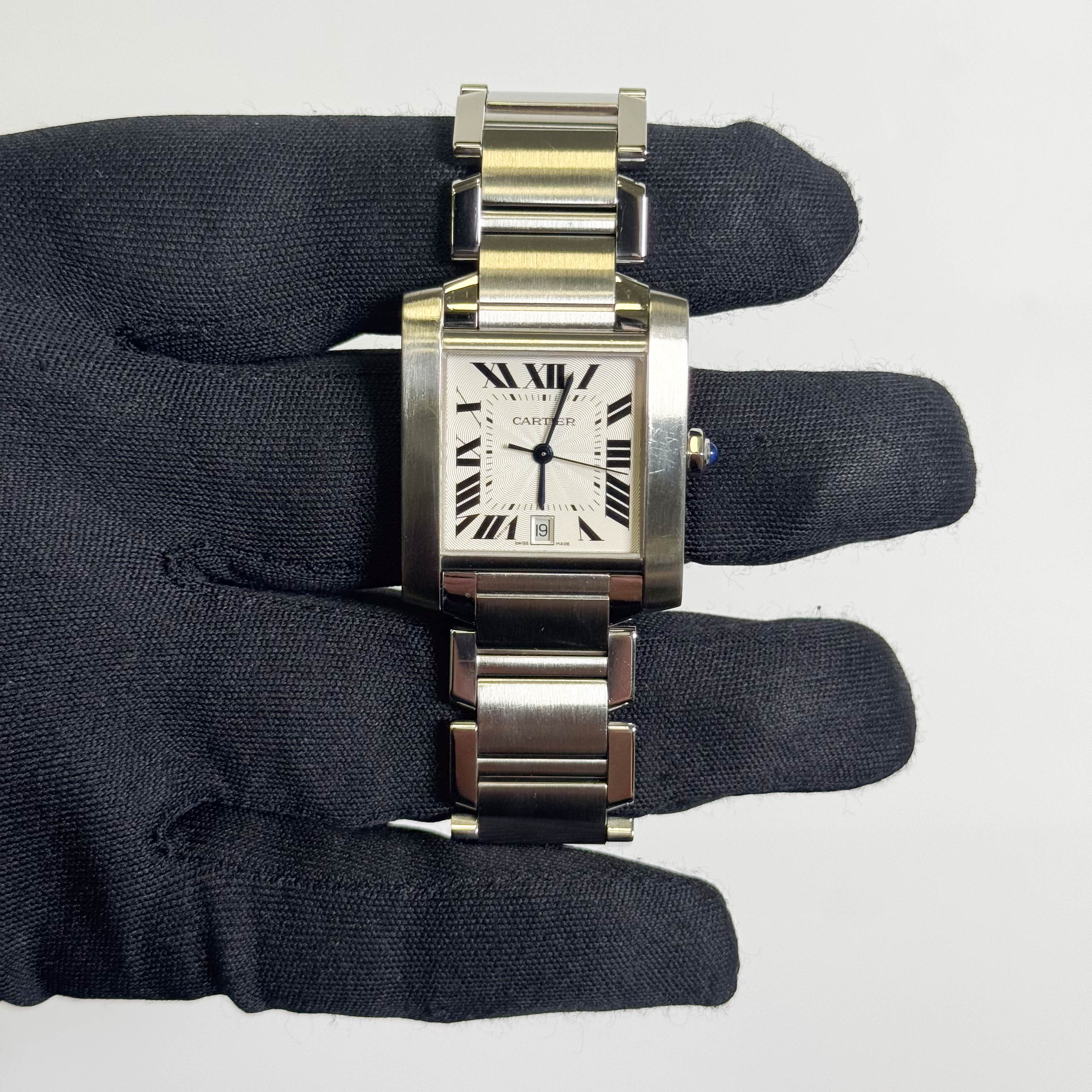 Cartier Tank Française Stainless Steel 28mm White Dial Watch Ref# W51002Q3 - Happy Jewelers Fine Jewelry Lifetime Warranty