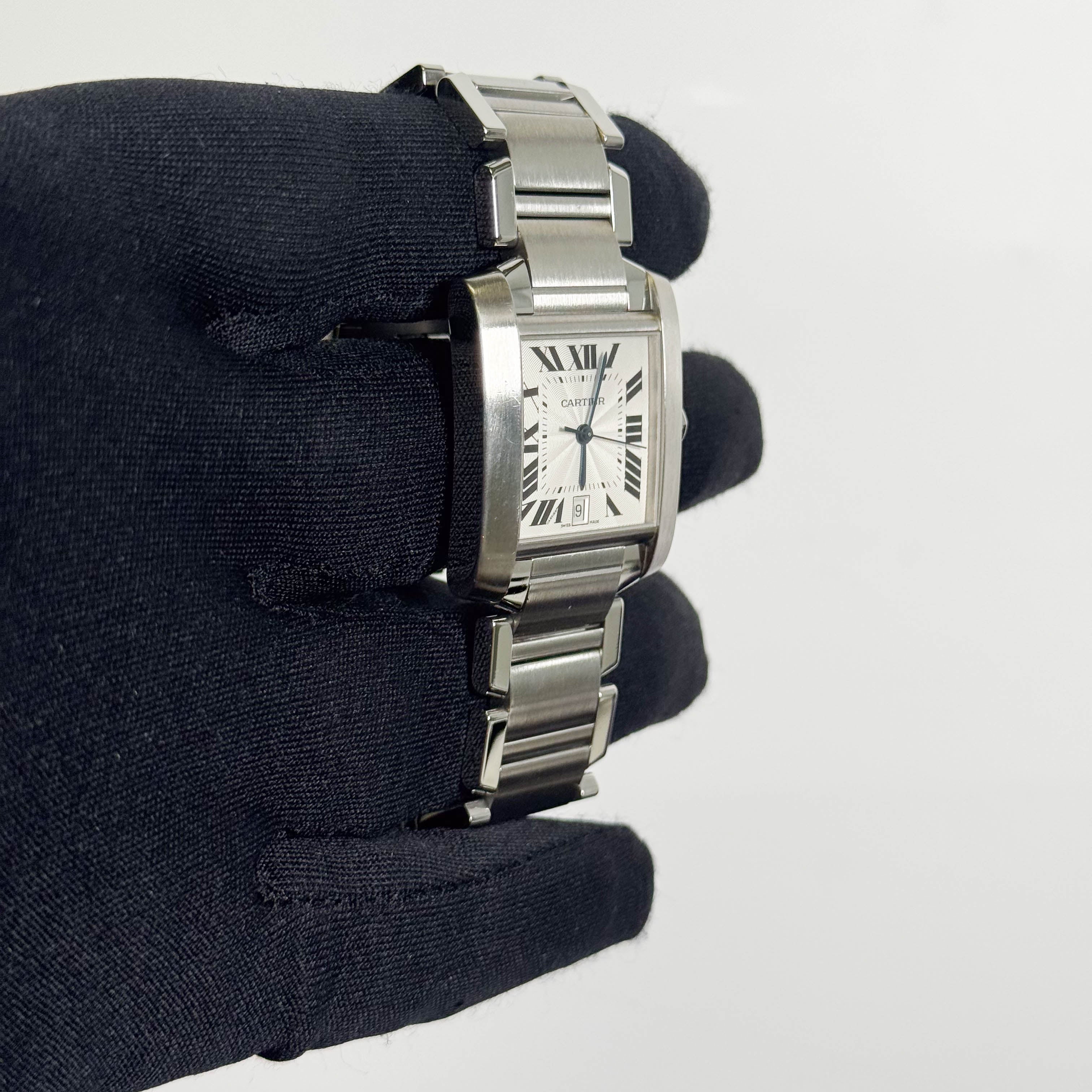 Cartier Tank Française Stainless Steel 28mm White Dial Watch Ref# W51002Q3 - Happy Jewelers Fine Jewelry Lifetime Warranty