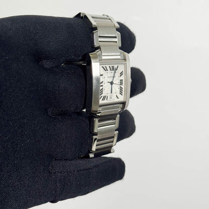 Cartier Tank Française Stainless Steel 28mm White Dial Watch Ref# W51002Q3 - Happy Jewelers Fine Jewelry Lifetime Warranty