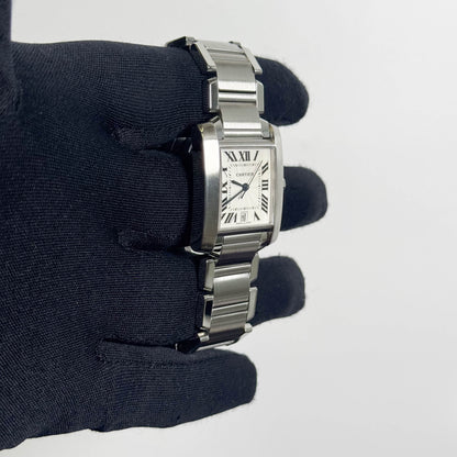 Cartier Tank Française Stainless Steel 28mm White Dial Watch Ref# W51002Q3 - Happy Jewelers Fine Jewelry Lifetime Warranty