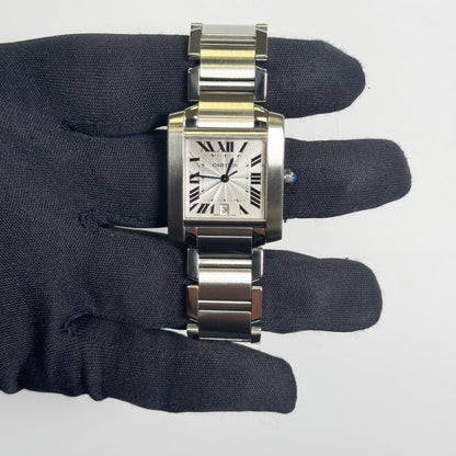 Cartier Tank Française Stainless Steel 28mm White Dial Watch Ref# W51002Q3 - Happy Jewelers Fine Jewelry Lifetime Warranty