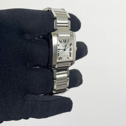 Cartier Tank Française Stainless Steel 28mm White Dial Watch Ref# W51002Q3 - Happy Jewelers Fine Jewelry Lifetime Warranty
