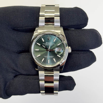 Rolex Datejust 36mm Green Dial Watch Ref# 126200 - Happy Jewelers Fine Jewelry Lifetime Warranty