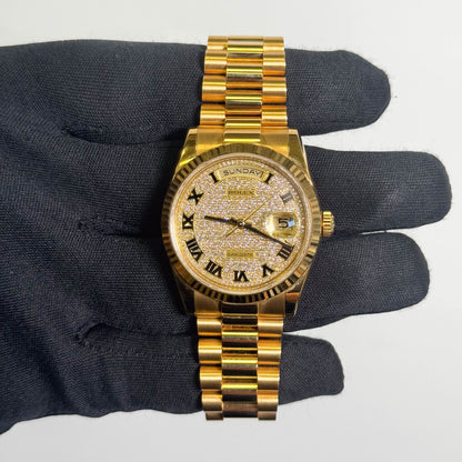 Rolex Day-Date 36mm Pave Dial Watch Ref# 118238 - Happy Jewelers Fine Jewelry Lifetime Warranty