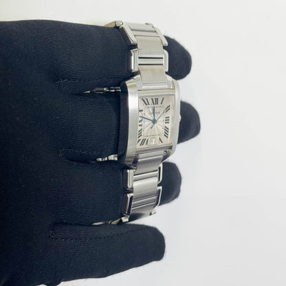 Cartier Tank Française Stainless Steel 28mm White Dial Watch Ref# W51002Q3 - Happy Jewelers Fine Jewelry Lifetime Warranty