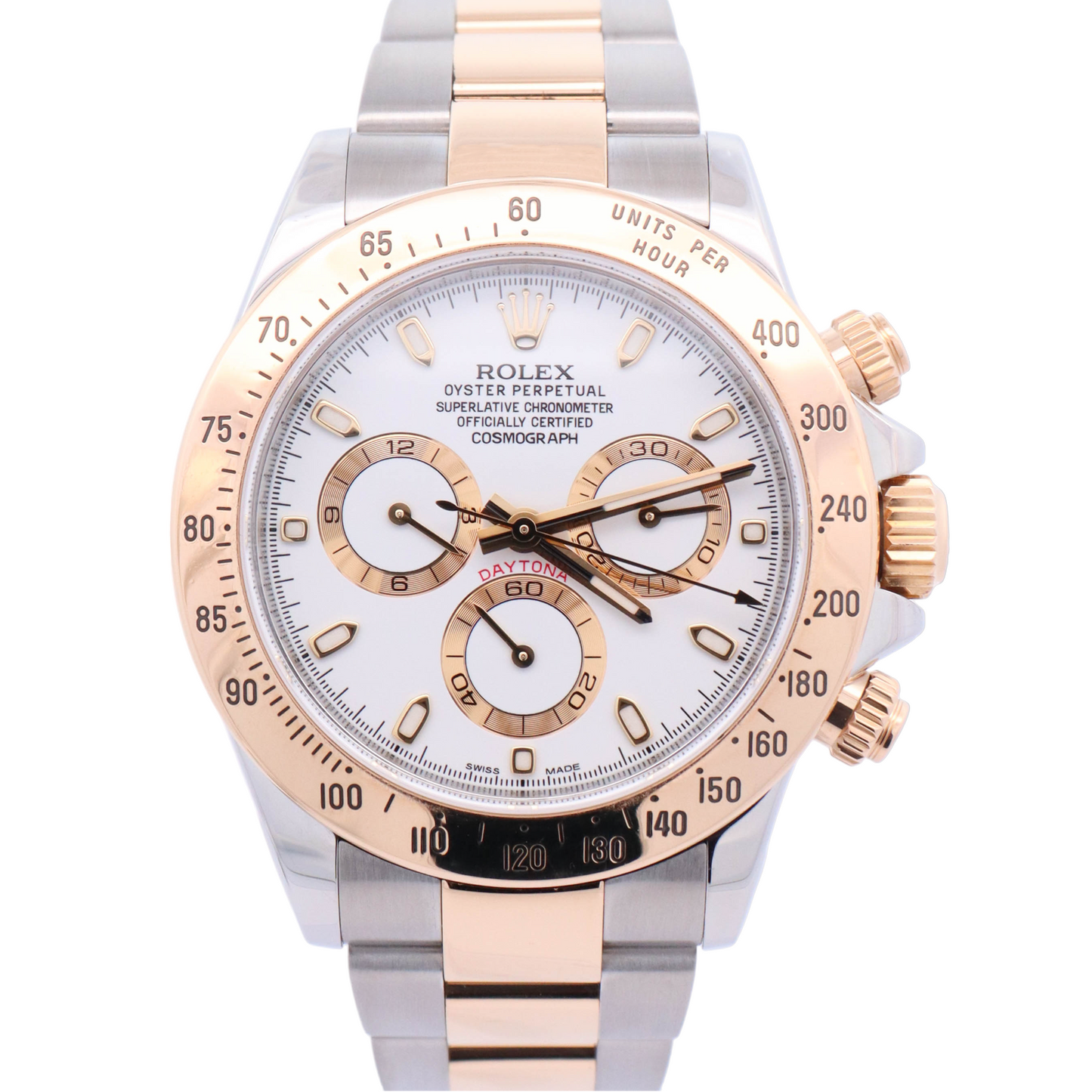 Rolex Daytona 40mm Yellow Gold & Stainless Steel White Chronograph Dial Watch Reference# 116523 - Happy Jewelers Fine Jewelry Lifetime Warranty