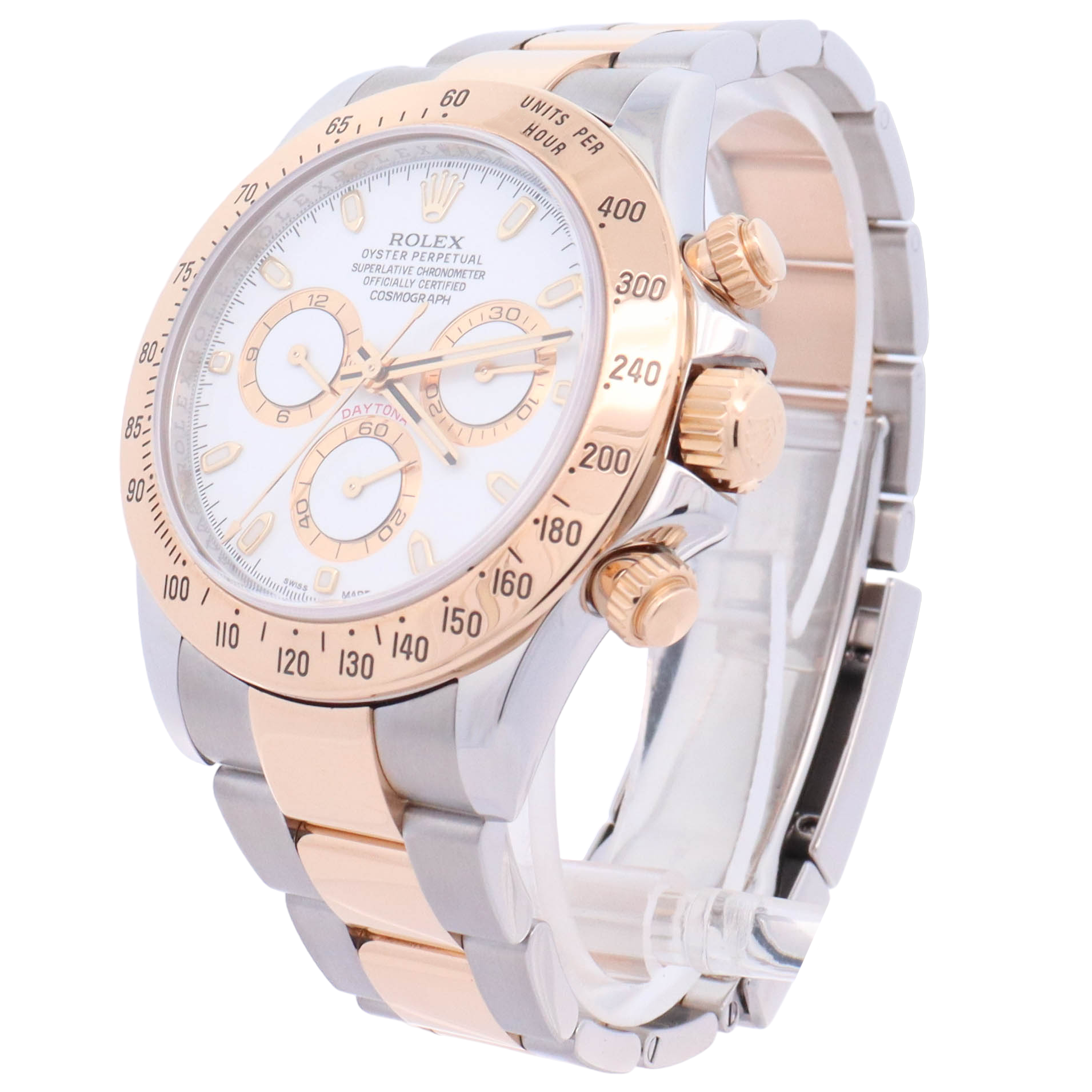 Rolex Daytona 40mm Yellow Gold & Stainless Steel White Chronograph Dial Watch Reference# 116523 - Happy Jewelers Fine Jewelry Lifetime Warranty