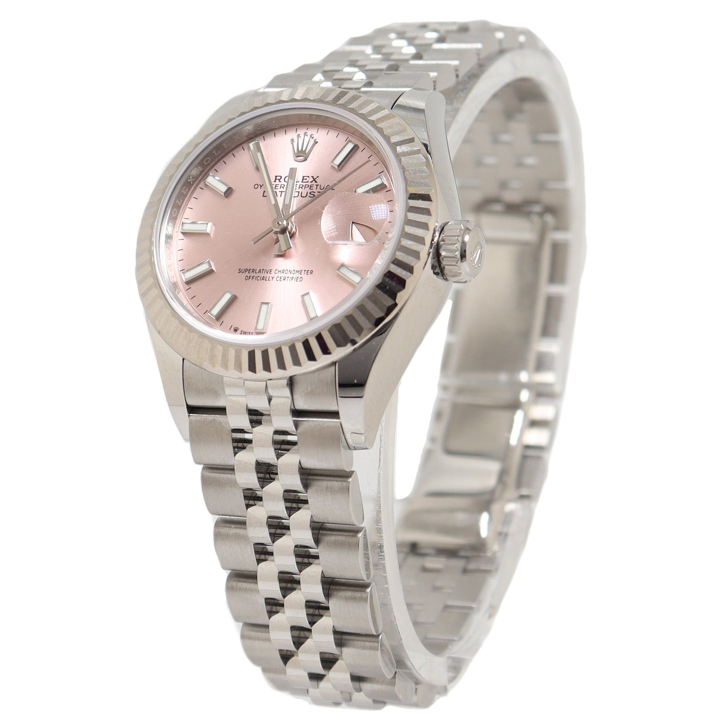 Rolex Ladies Datejust Stainless Steel 28mm Pink Stick Dial Watch Reference# 279174 - Happy Jewelers Fine Jewelry Lifetime Warranty