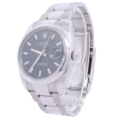 Rolex Oyster Perpetual Date 34mm Stainless Steel Black Stick Dial Watch Reference# 115200 - Happy Jewelers Fine Jewelry Lifetime Warranty