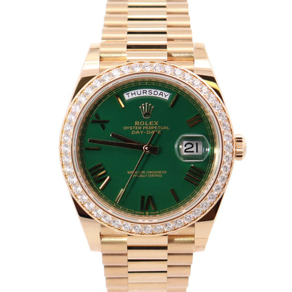 Rolex Day-Date 40mm Green Dial Watch Ref# 228348RBR - Happy Jewelers Fine Jewelry Lifetime Warranty