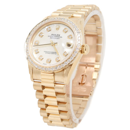 Rolex Datejust Yellow Gold 31mm White MOP Diamond Dial Watch Ref# 68278 - Happy Jewelers Fine Jewelry Lifetime Warranty