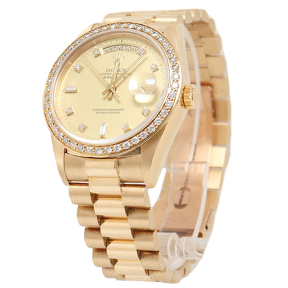 Rolex Datejust Yellow Gold 36mm Factory Diamond Diamond Dial Watch Reference# 18038 - Happy Jewelers Fine Jewelry Lifetime Warranty