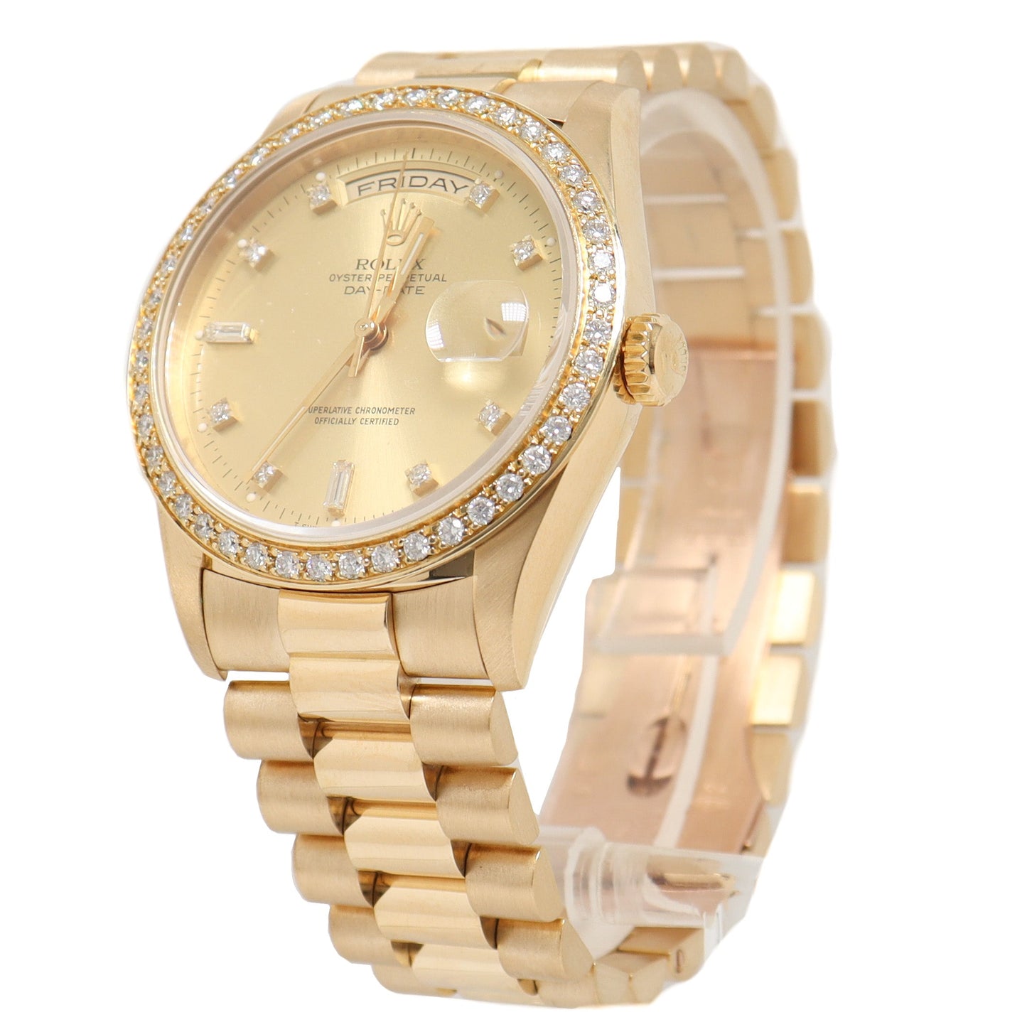 Rolex Day Date Yellow Gold 36mm Factory Champagne Diamond Dial Watch Reference# 18238 - Happy Jewelers Fine Jewelry Lifetime Warranty