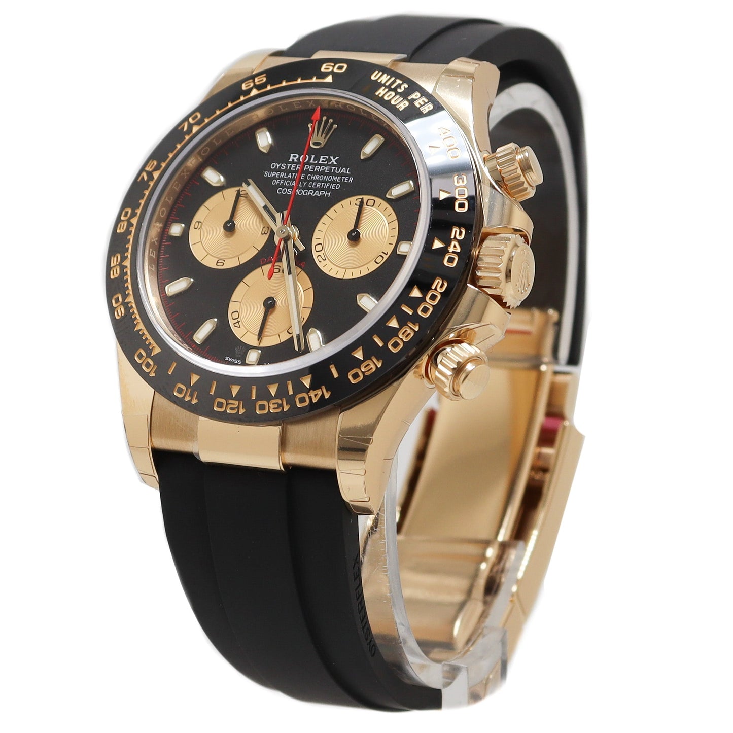 Rolex Men's Daytona Yellow Gold 40mm Black Chronograph "Paul Newman" Dial Watch Reference# 116518 - Happy Jewelers Fine Jewelry Lifetime Warranty