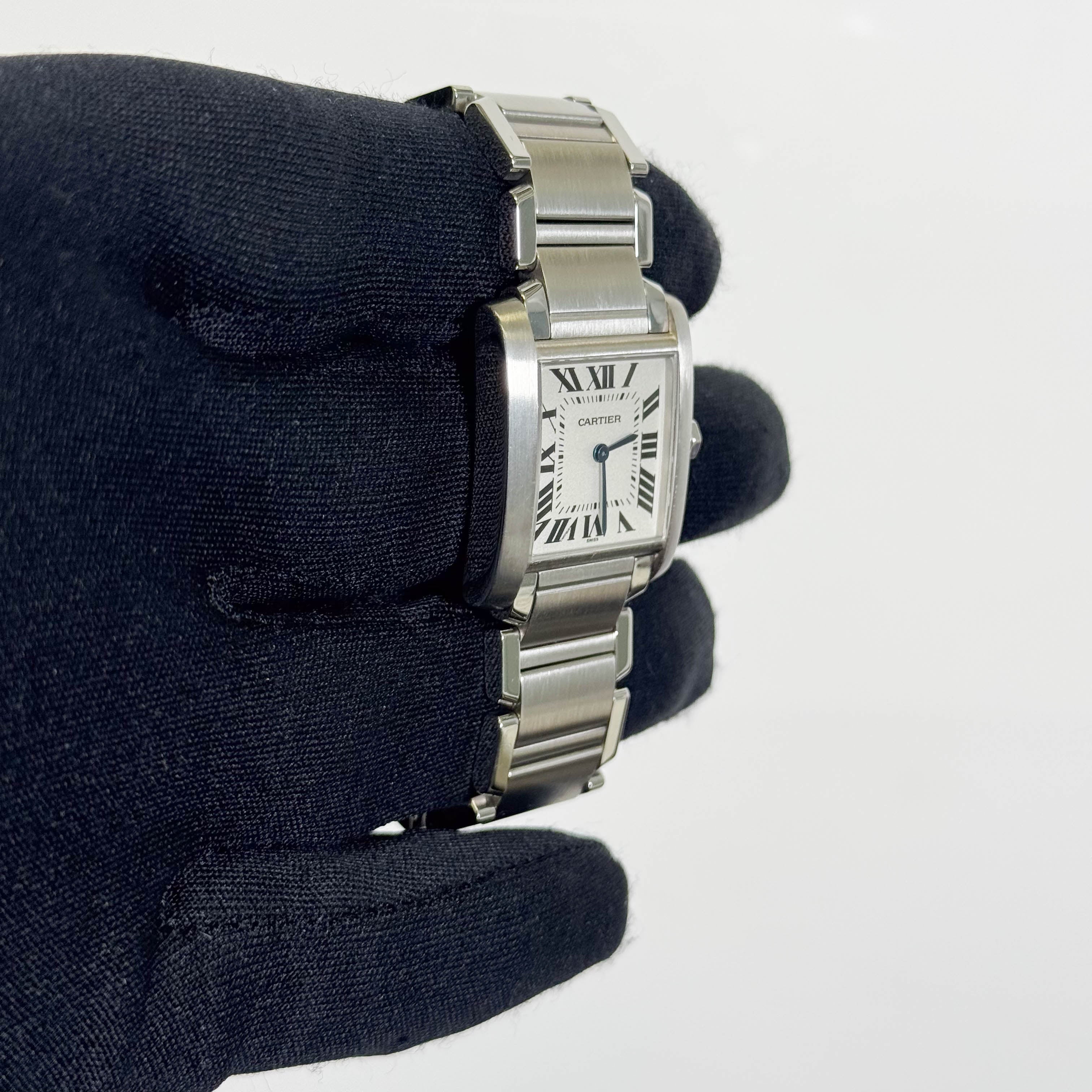 Cartier Tank Stainless Steel 25mm White/Ivory Dial Watch Ref# W51011Q3 - Happy Jewelers Fine Jewelry Lifetime Warranty