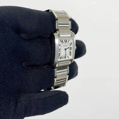 Cartier Tank Stainless Steel 25mm White/Ivory Dial Watch Ref# W51011Q3 - Happy Jewelers Fine Jewelry Lifetime Warranty