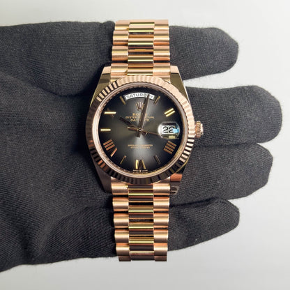 Rolex Day-Date 40mm Ombre Black Dial Watch Ref# 228235