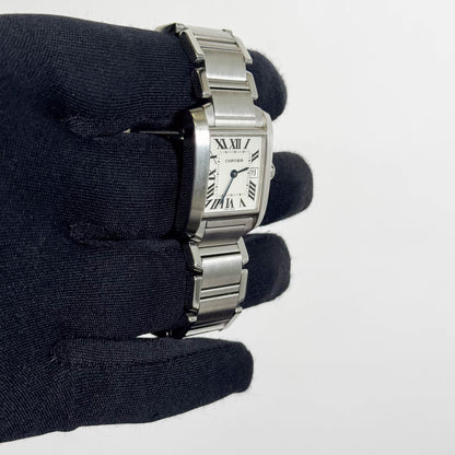 Cartier Tank Stainless Steel 25mm White/Ivory Dial Watch Ref# W51011Q3 - Happy Jewelers Fine Jewelry Lifetime Warranty