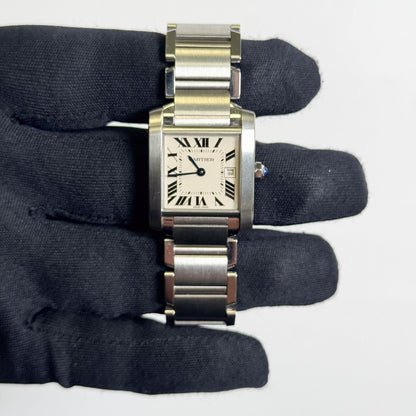 Cartier Tank Stainless Steel 25mm White/Ivory Dial Watch Ref# W51011Q3 - Happy Jewelers Fine Jewelry Lifetime Warranty