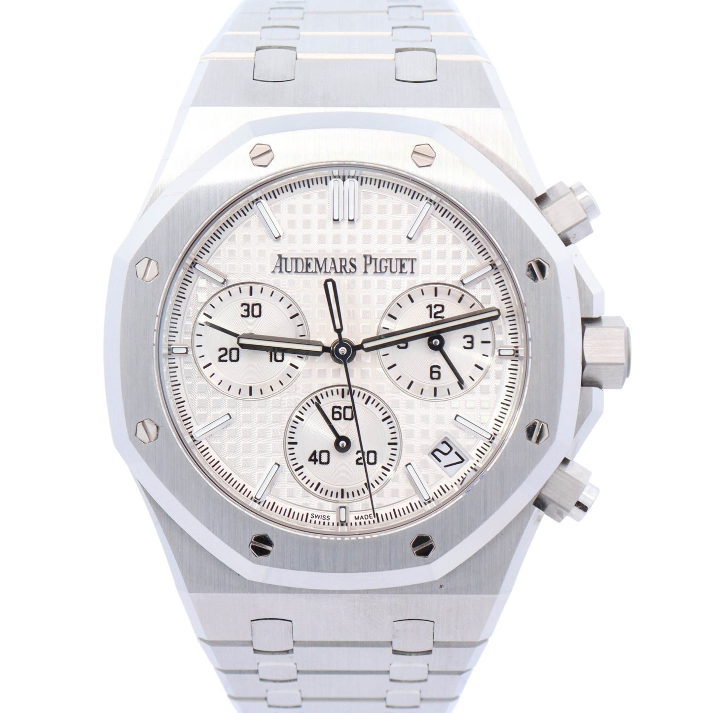 Audemars Piguet Royal Oak "50th Anniversary" 41mm White Chronograph Dial Watch Reference# 26240ST.OO.1320ST.03 - Happy Jewelers Fine Jewelry Lifetime Warranty