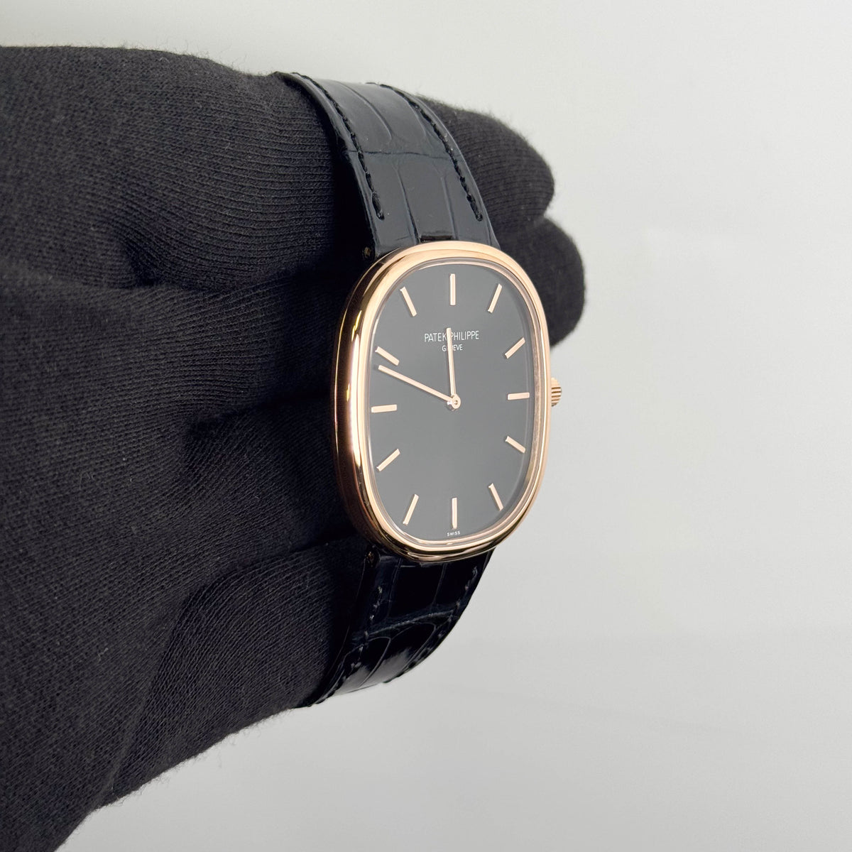 Patek Philippe Golden Ellipse 34.5x39.5mm Black Dial Watch Ref# 5738R-001