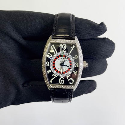 Franck Muller Vegas D White Gold 34mm x 46mm Black Roulette Dial Watch Ref# 6850 VEGAS D