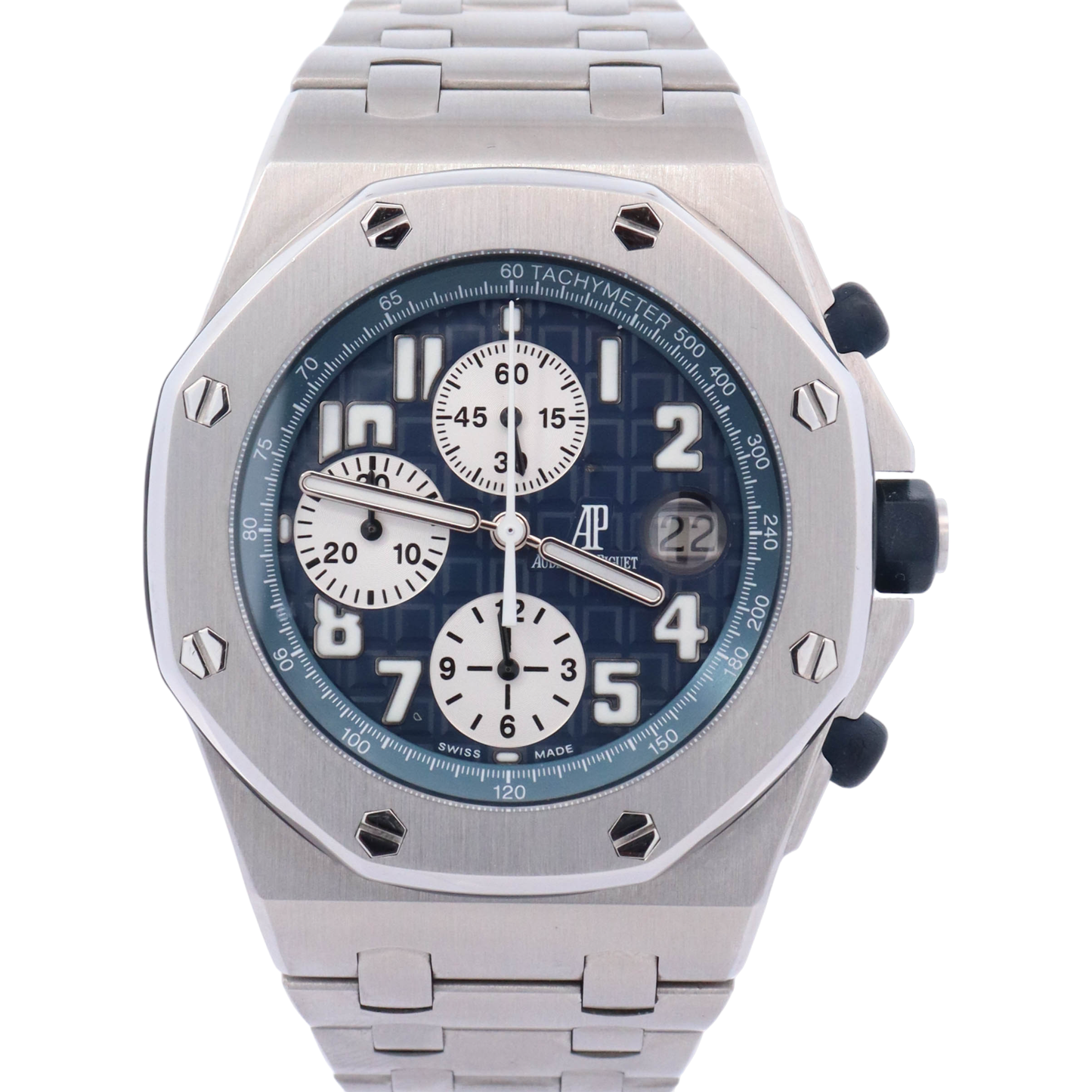 Audemars Piguet Royal Oak Offshore 42mm Stainless Steel Blue Chronograph Dial Watch Reference# 25721ST.OO.1000ST.09.A - Happy Jewelers Fine Jewelry Lifetime Warranty