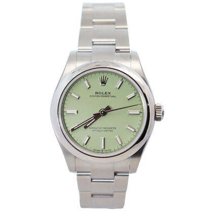 Rolex Oyster Perpetual 31mm Pistachio Dial Watch Ref# 277200 - Happy Jewelers Fine Jewelry Lifetime Warranty