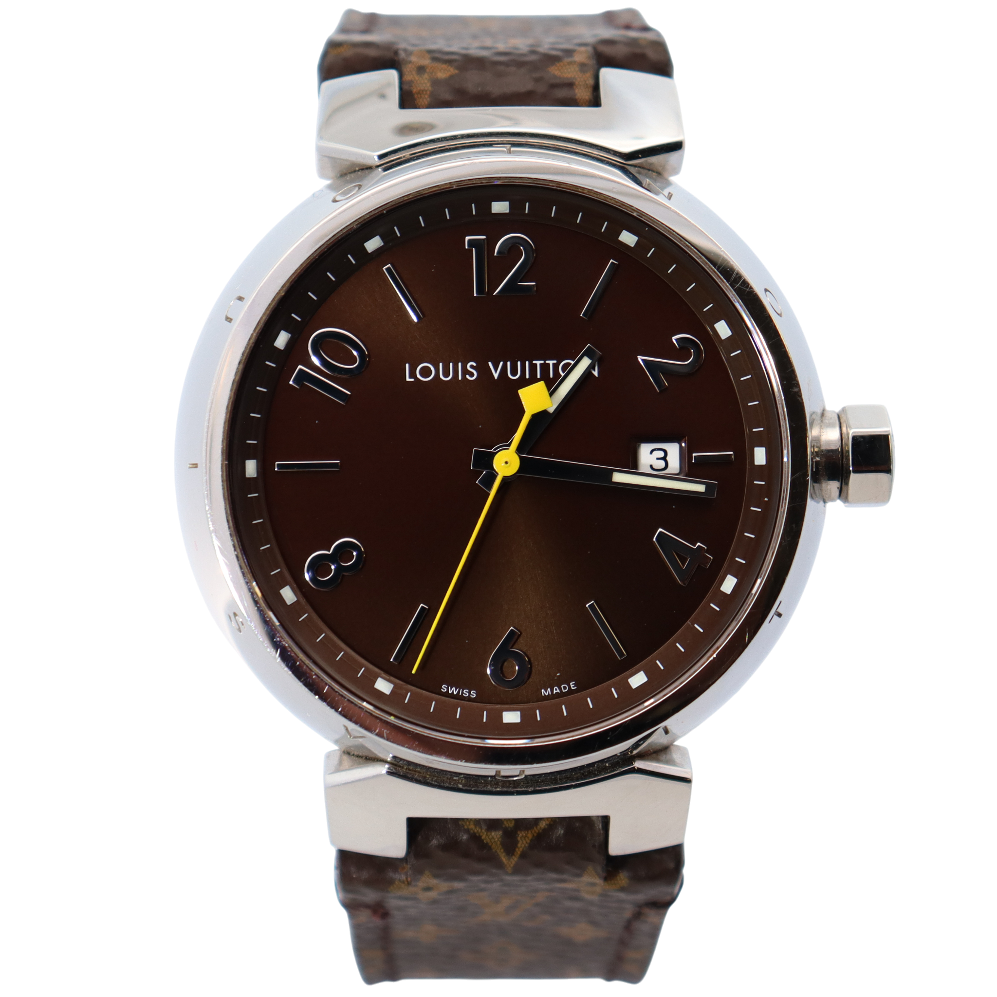 Louis Vuitton Tambour 39.5mm Brown Dial Watch Ref# Q1111 - Happy Jewelers Fine Jewelry Lifetime Warranty