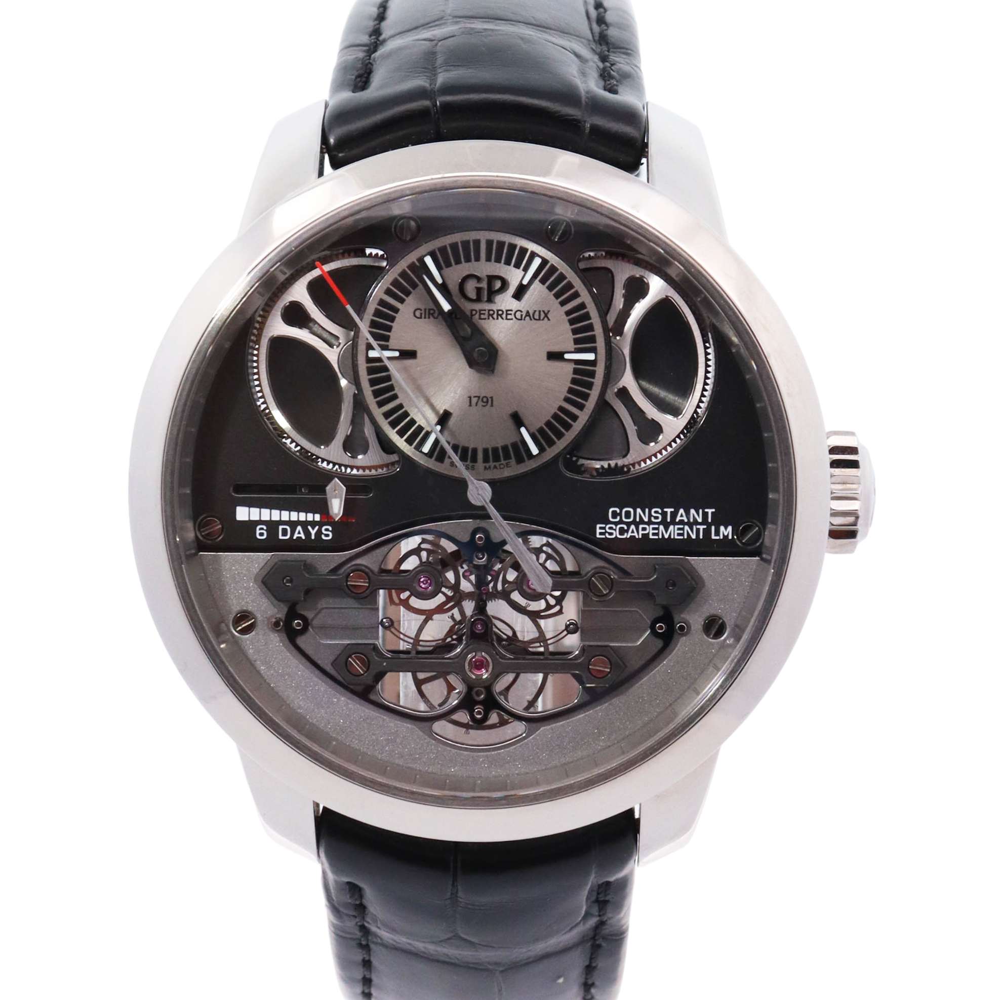 Girard Perregaux Constant Escapement L.M. 46mm Titanium Black Skeleton Dial Watch Reference# 93505-21-631-BA6E - Happy Jewelers Fine Jewelry Lifetime Warranty