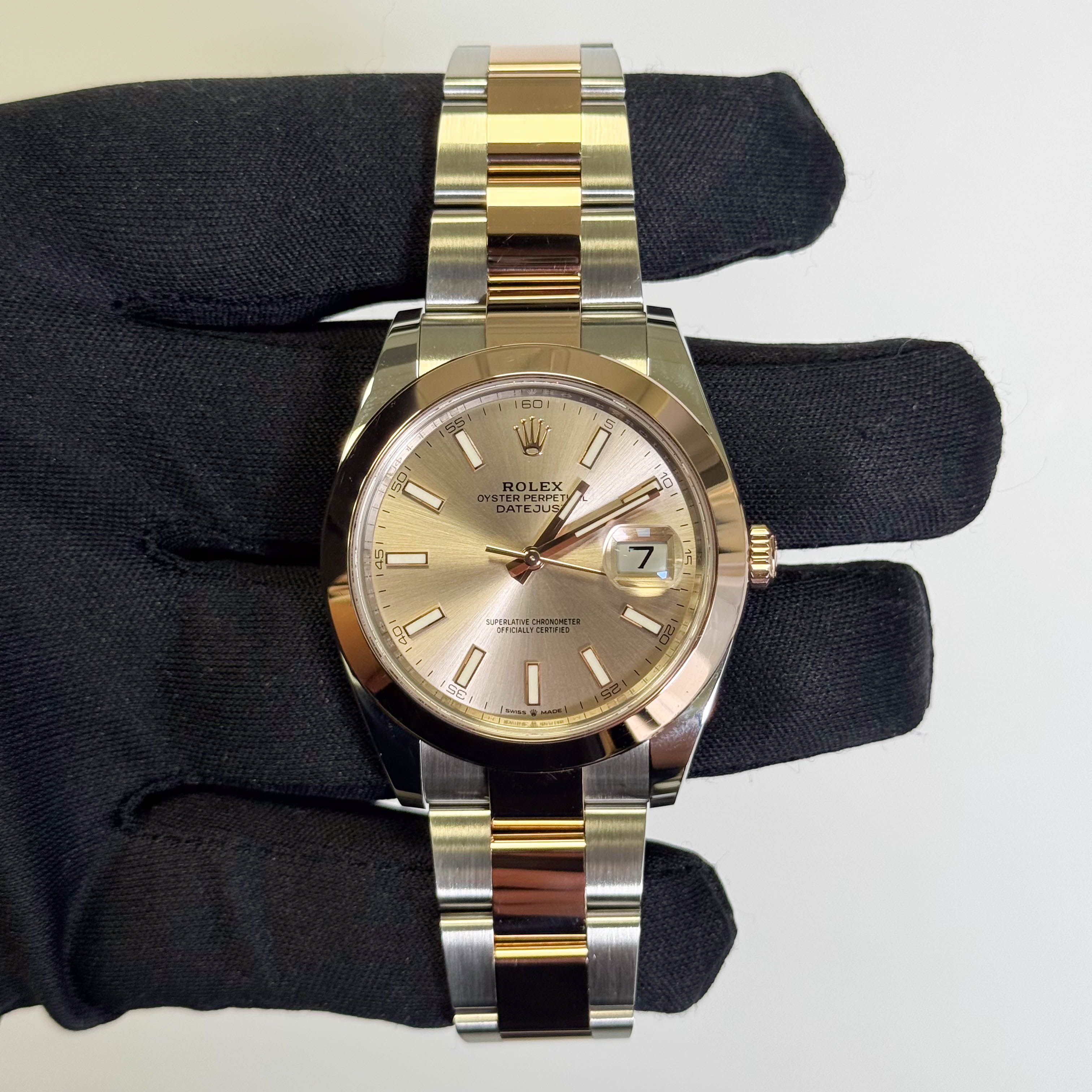 Rolex Datejust 41mm Pink Sundust Dial Watch Ref# 126301