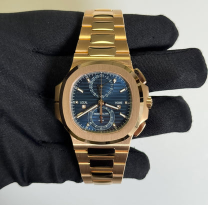 Patek Philippe Nautilus 40.5mm Rose Gold Blue Dial Watch Ref# 5990/1R-001