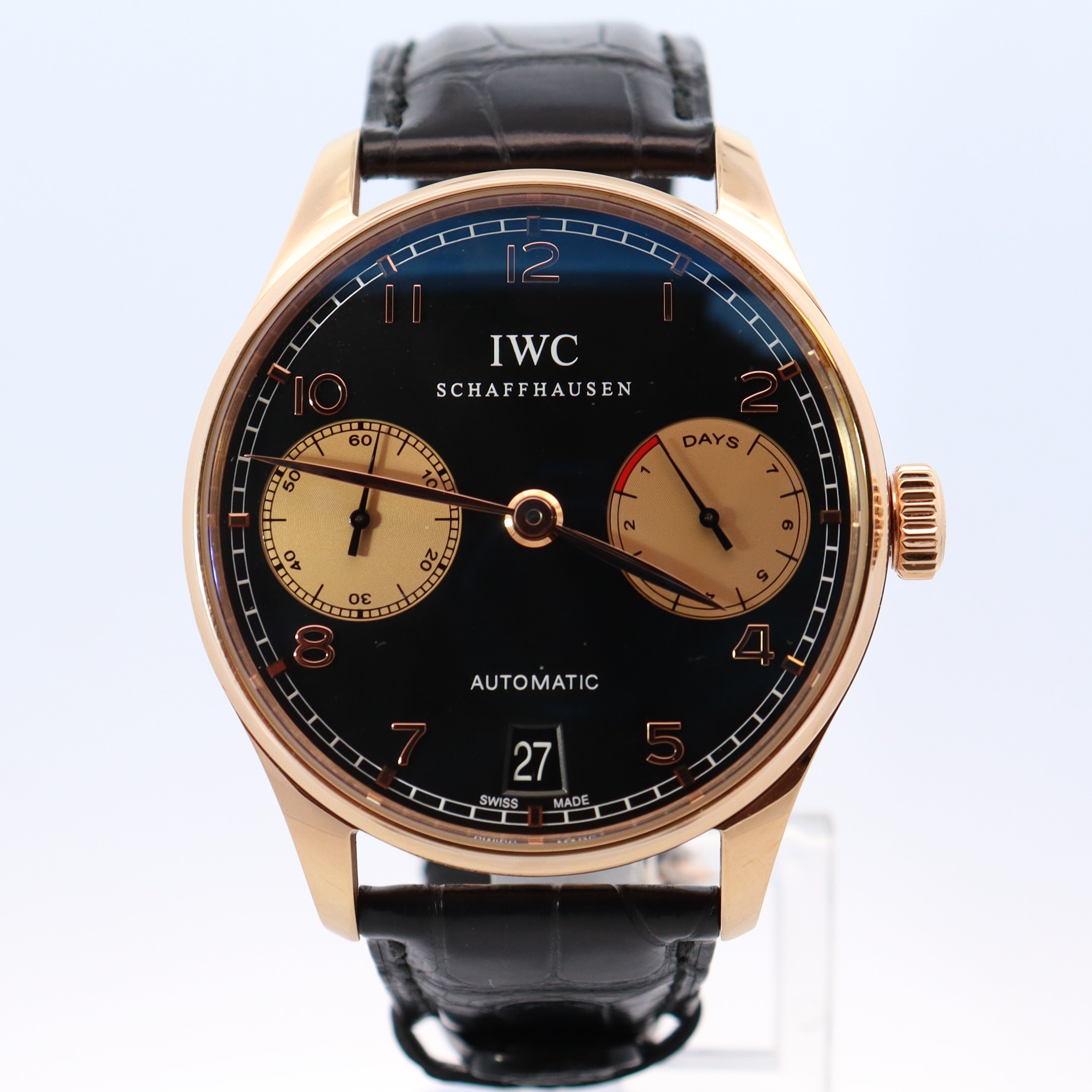 IWC Portuguese 42mm Black Dial Watch Ref# IW500121 - Happy Jewelers Fine Jewelry Lifetime Warranty