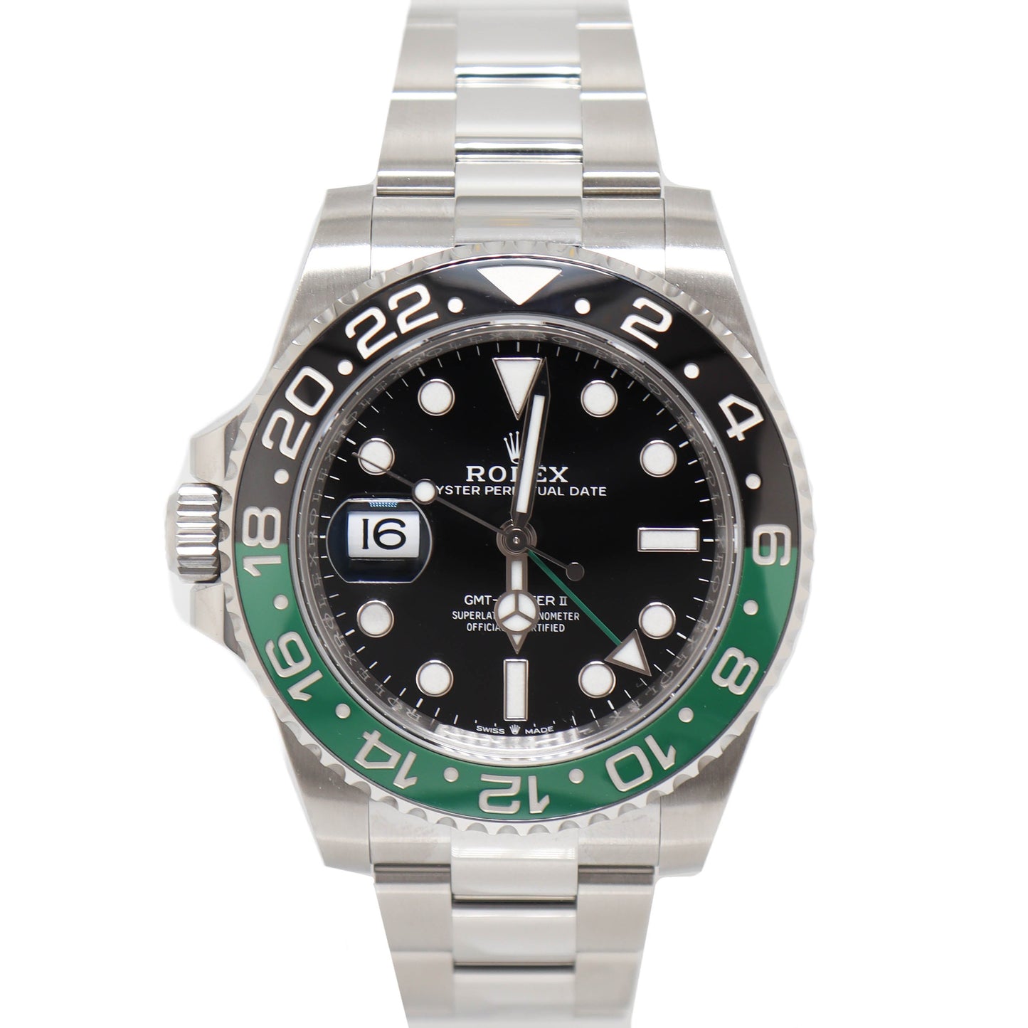 Rolex GMT Master II "Sprite" Stainless Steel Black Dot Dial Watch Reference #: 126720VTNR - Happy Jewelers Fine Jewelry Lifetime Warranty