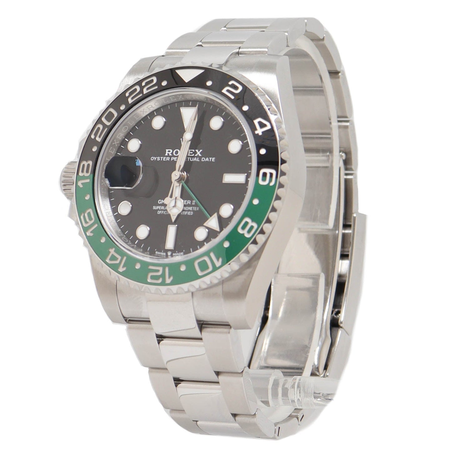 Rolex Mens GMT Master II "SPRITE" Stainless Steel 40mm Black Dot Dial Watch Reference# 126720VTNR - Happy Jewelers Fine Jewelry Lifetime Warranty