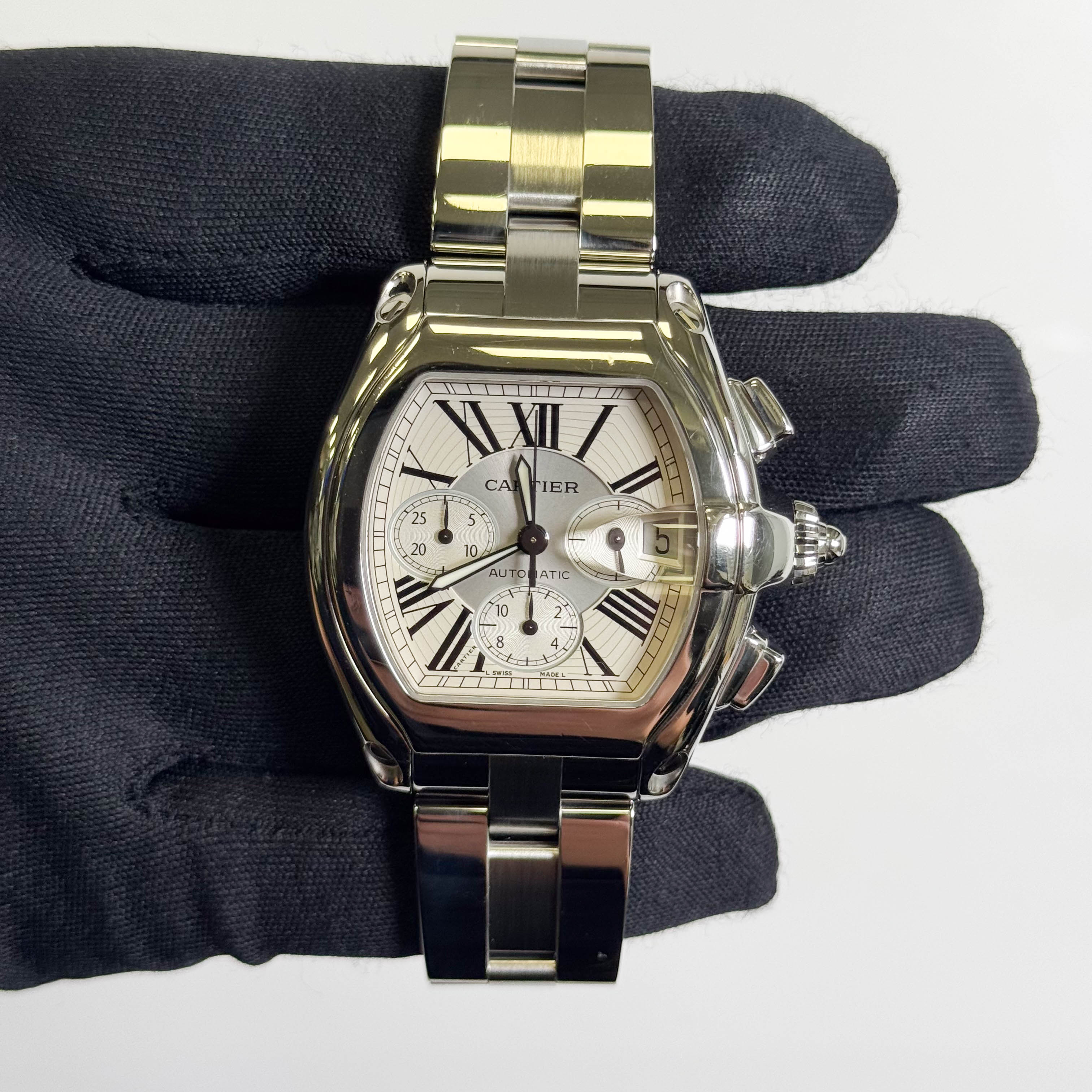 Cartier Roadster 48mm Silver Dial Watch Ref# W62019X6 - Happy Jewelers Fine Jewelry Lifetime Warranty