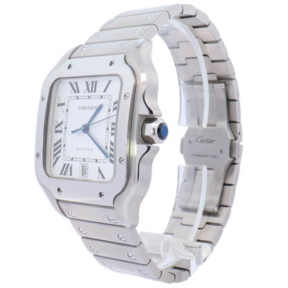 Cartier Santos 40mm Stainless Steel White Roman Dial Watch Reference# WSSA0018 - Happy Jewelers Fine Jewelry Lifetime Warranty