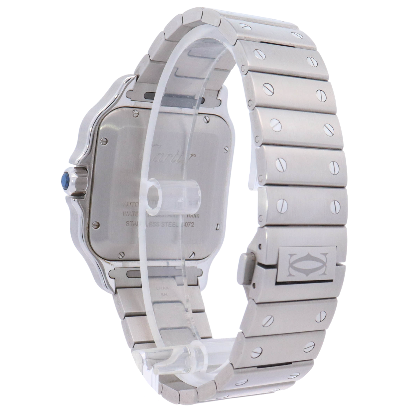 Cartier Santos 40mm Stainless Steel Blue Roman Dial Watch Reference# WSSA0030 - Happy Jewelers Fine Jewelry Lifetime Warranty