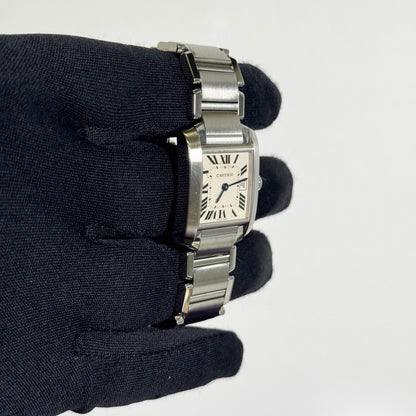 Cartier Tank Stainless Steel 25mm White/Ivory Dial Watch Ref# W51011Q3 - Happy Jewelers Fine Jewelry Lifetime Warranty
