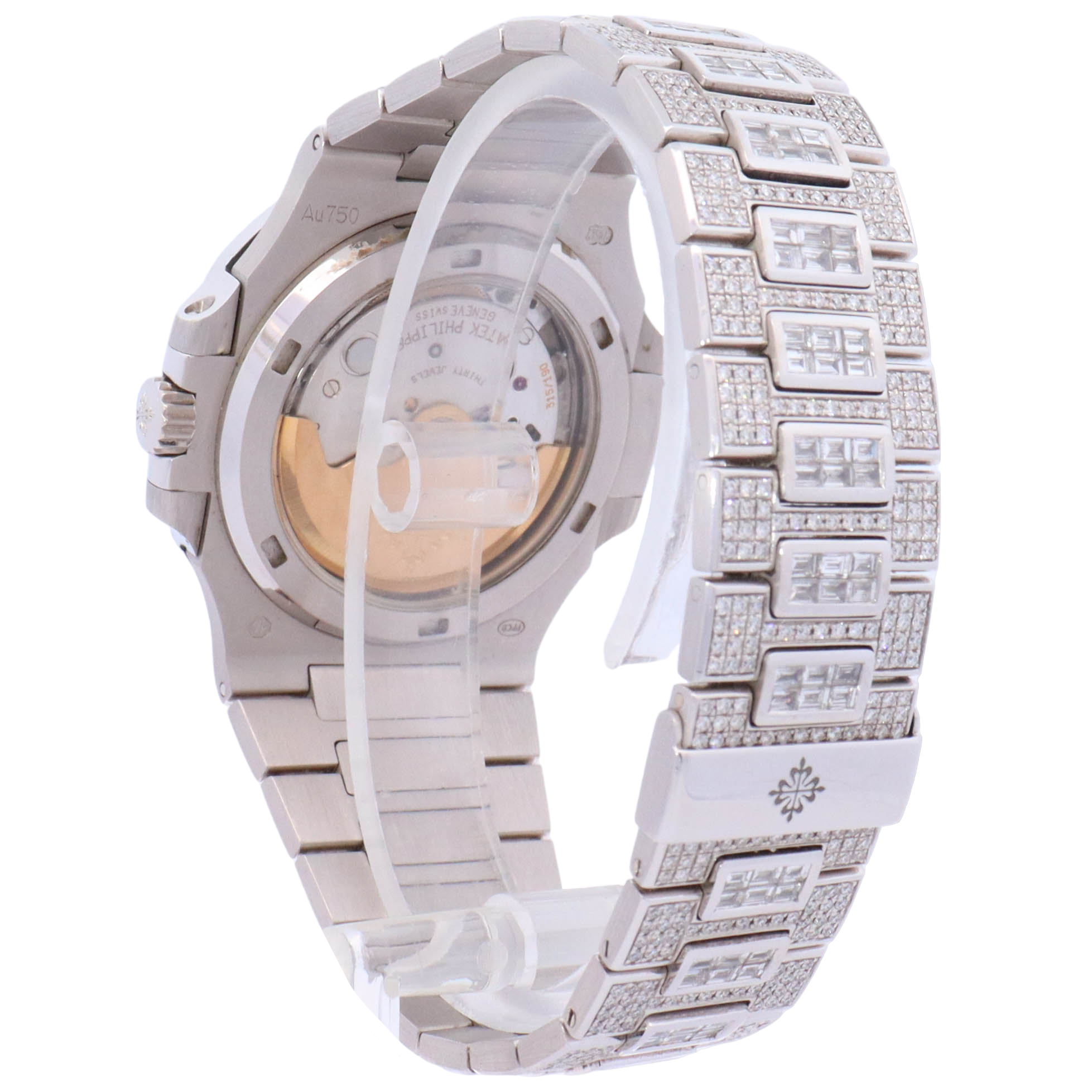 Patek Philippe Nautilus 40mm Iced Out Stainless Steel Pave Diamond Dial Watch Reference# 5711/1A - Happy Jewelers Fine Jewelry Lifetime Warranty