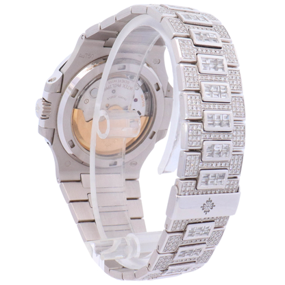 Patek Philippe Nautilus 40mm Iced Out Stainless Steel Pave Diamond Dial Watch Reference# 5711/1A - Happy Jewelers Fine Jewelry Lifetime Warranty