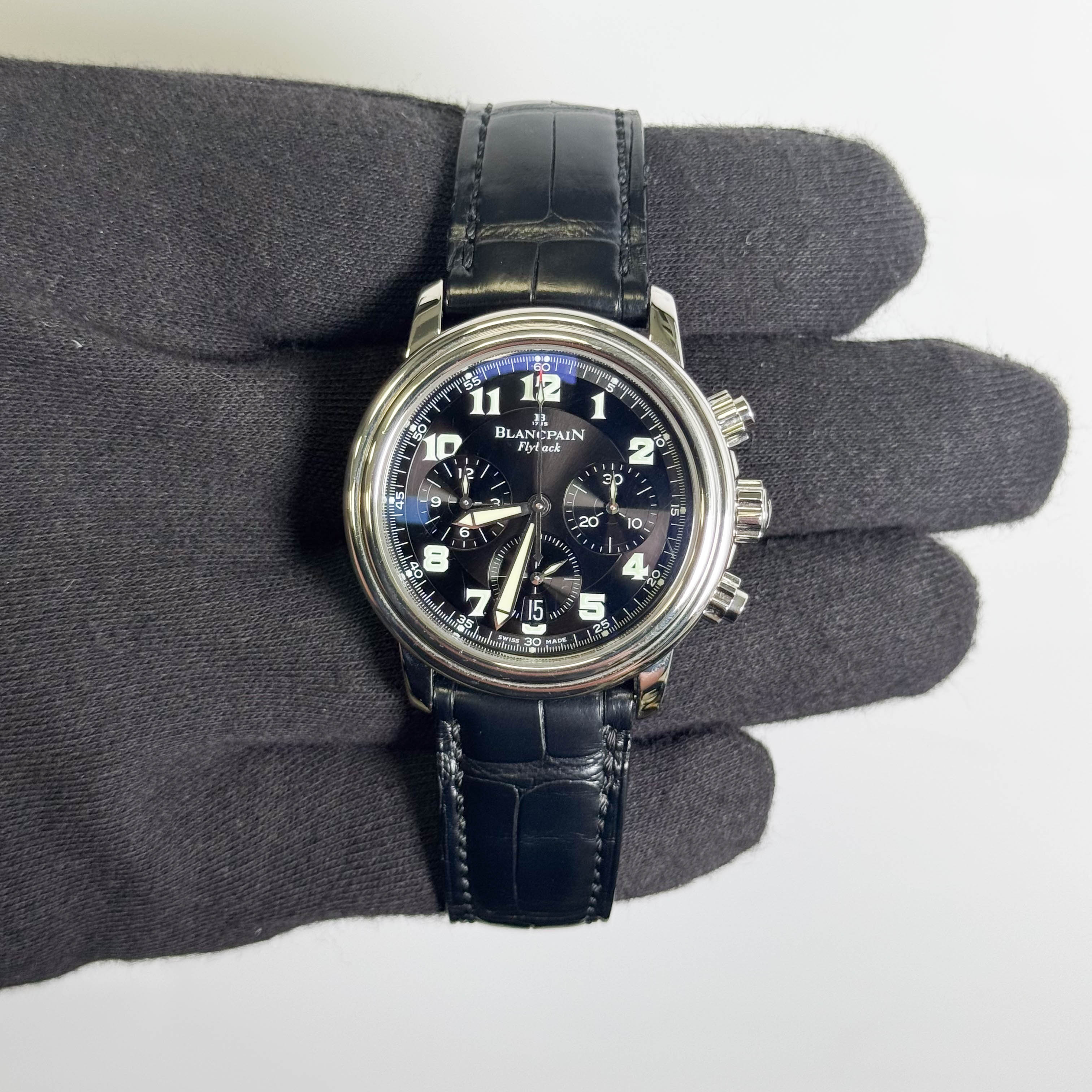 Blancpain Leman Flyback 38mm Black Dial Watch Ref# 2185F-1130-71